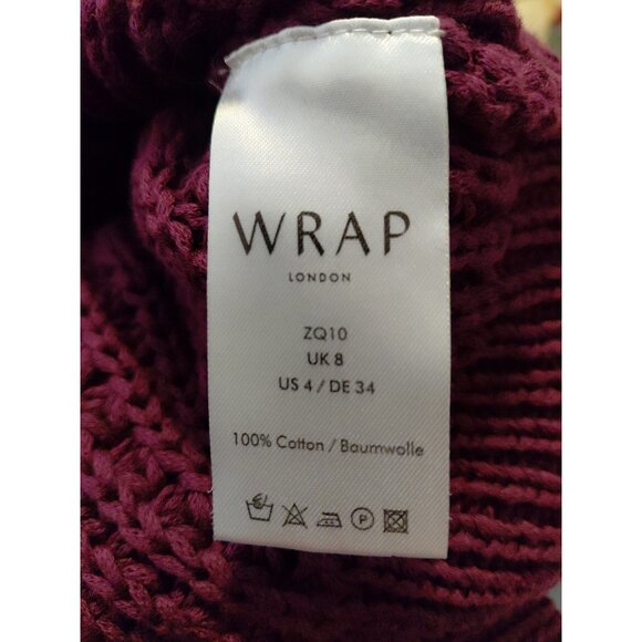 Wrap London Raglan Sweater Pullover Size 4 Eggplant - Picture 9 of 9